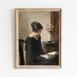 The Reader | Vintage Woman Reading | Interior Home Painting | Cottagecore Decor | Academic Art | Digital Download | 502