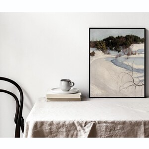 Paesaggio invernale soleggiato / Decorazione murale invernale vintage / Opera d'arte stagionale / Download digitale / 389 immagine 4