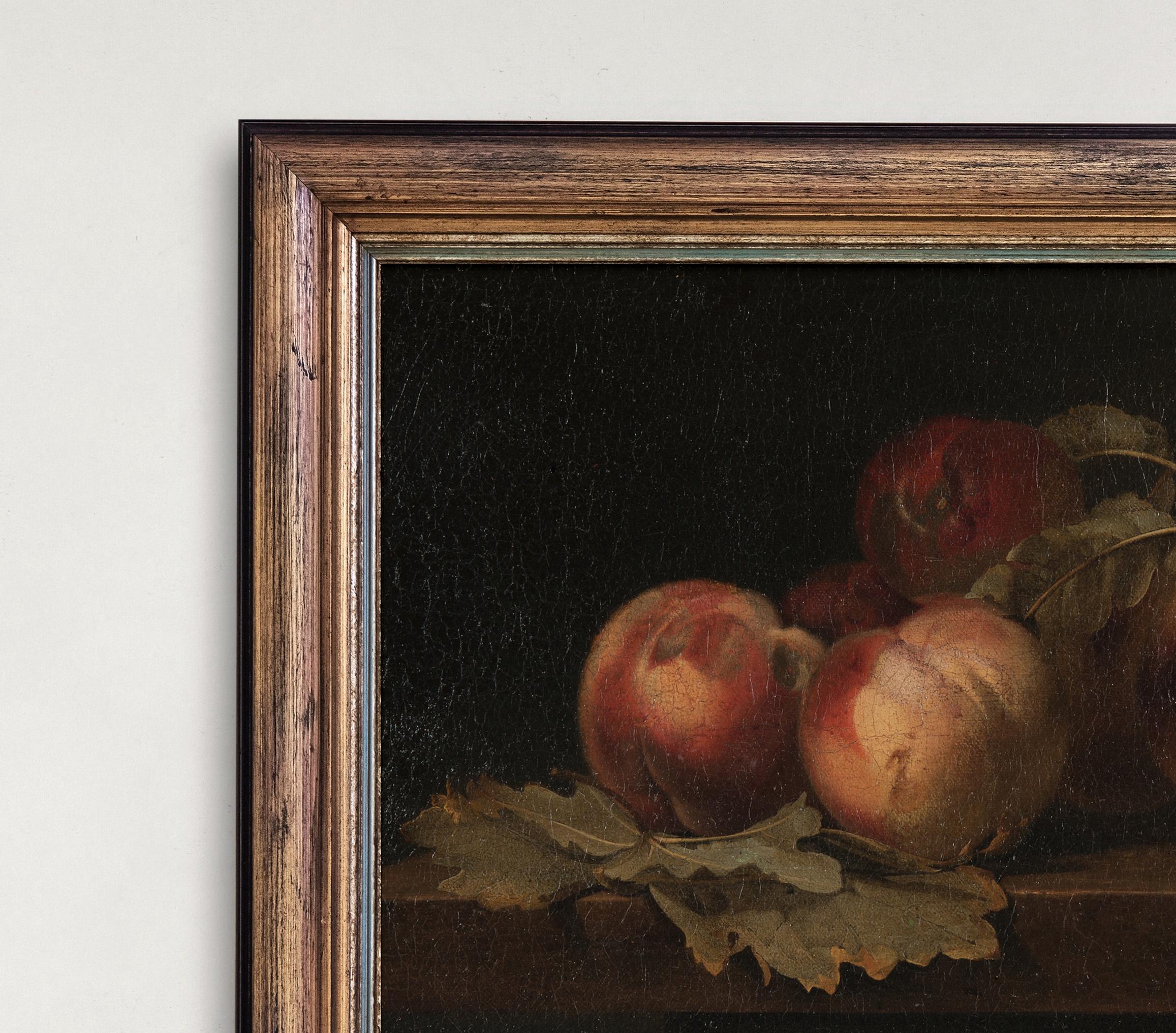 油彩 静物画 桃と黒い壺 油絵 静物画 壺 油彩 静物画 桃と黒い壺