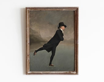 Skating Gentleman | Vintage Man Portrait | Winter Ice Skating Painting | Antique Sport Art | Digital Download | 62