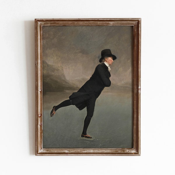 Skating Gentleman | Vintage Man Portrait | Winter Ice Skating Painting | Antique Sport Art | Digital Download | 62