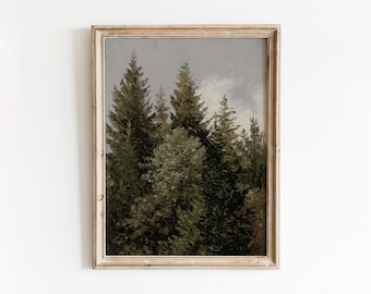 Conifers | Vintage Tree Landscape Painting | Nature Art | Neutral Wall Decor | Digital Download | 645