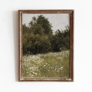 Prairie | paysage de printemps vintage | Peinture nature champ vert | Téléchargement numérique | 570