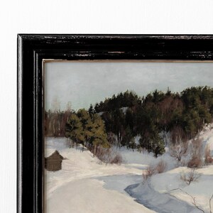 Paesaggio invernale soleggiato / Decorazione murale invernale vintage / Opera d'arte stagionale / Download digitale / 389 immagine 2
