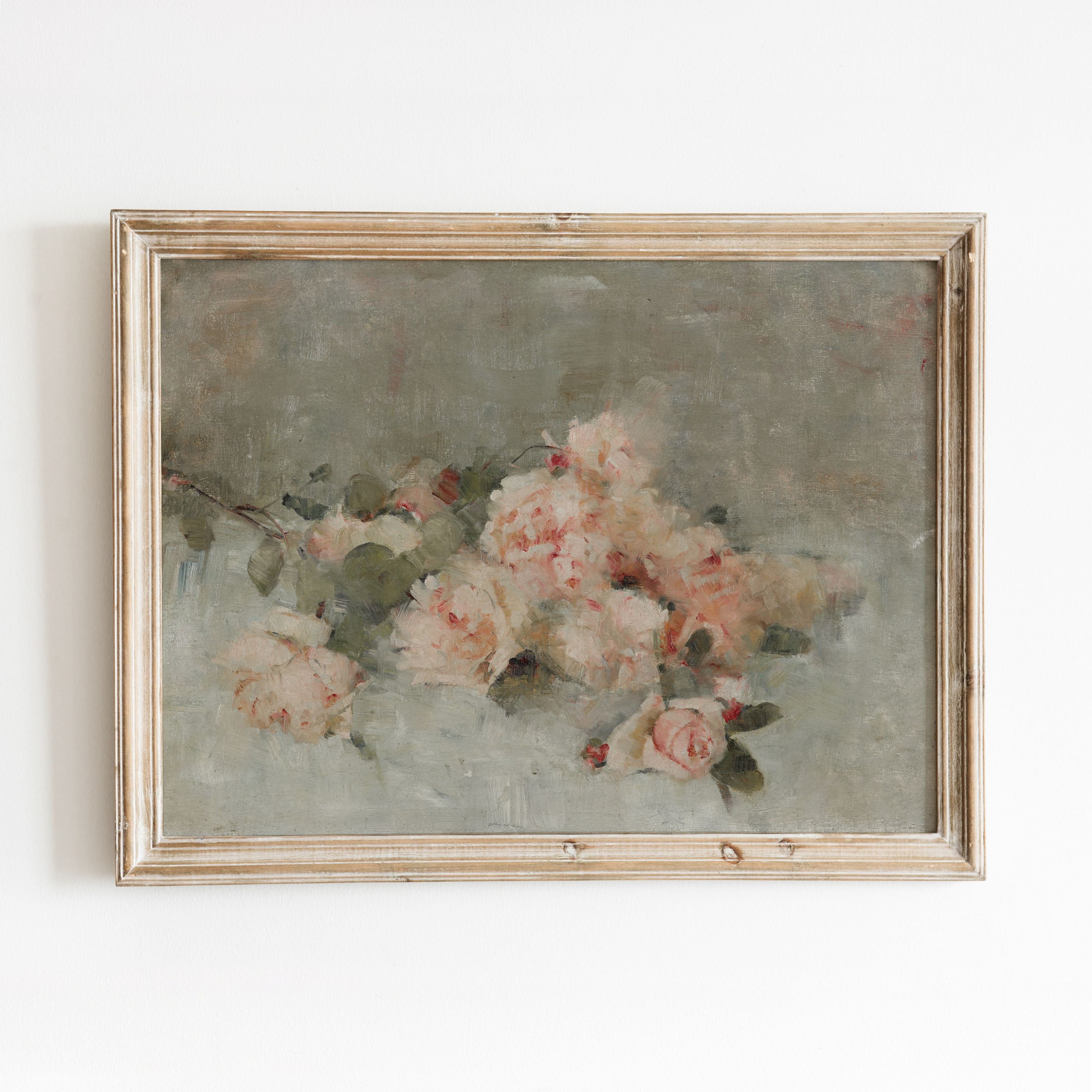 Blush Roses | Vintage Floral Still Life Painting | Pink Flowers ...