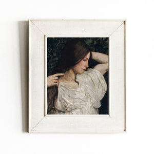 Brunette Woman | Vintage Portrait Painting | Lady Oil Painting Artwork | Digital Download | 460 image 6