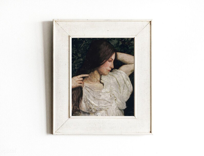 Brunette Woman | Vintage Portrait Painting | Lady Oil Painting Artwork | Digital Download | 460 image 6