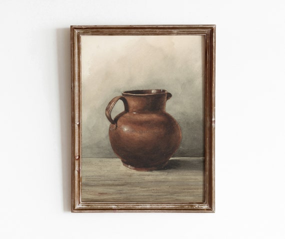 Jug Still Life | Vintage Country Kitchen Art | Farmhouse Decor Watercolor Painting | DIGITAL DOWNLOAD | 126