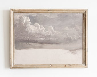 Study of Clouds | Vintage Sky Painting | Light Pink Calm Art | Nursery Artwork | Digital Download | 333