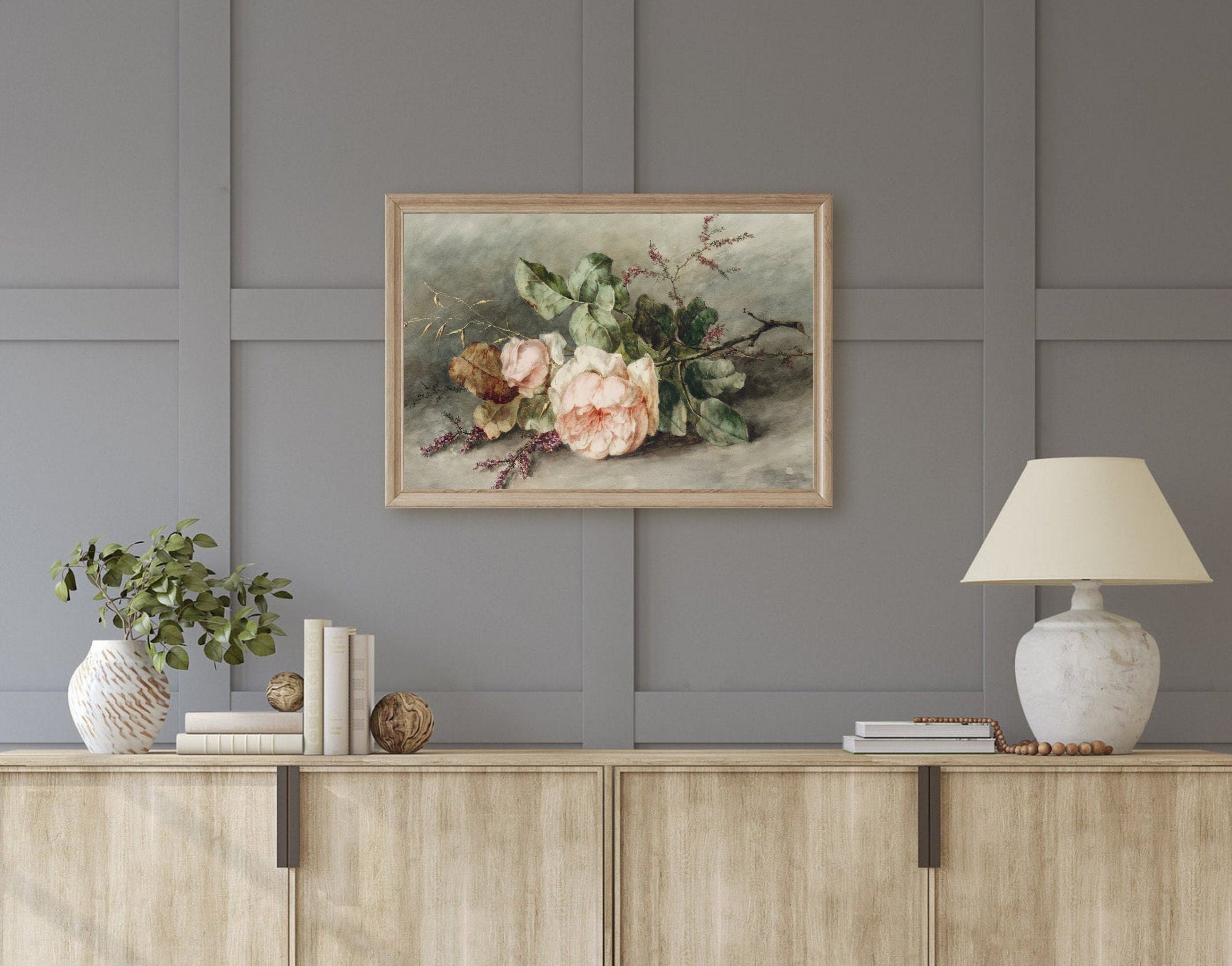 Pale Pink Roses Still Life | Vintage Flower Watercolor Painting ...