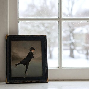 Gentlemen in Top Hats Set | Vintage Set of 2 Portrait Paintings | Skating Horseback Riding Art | Digital Download | 390 image 6