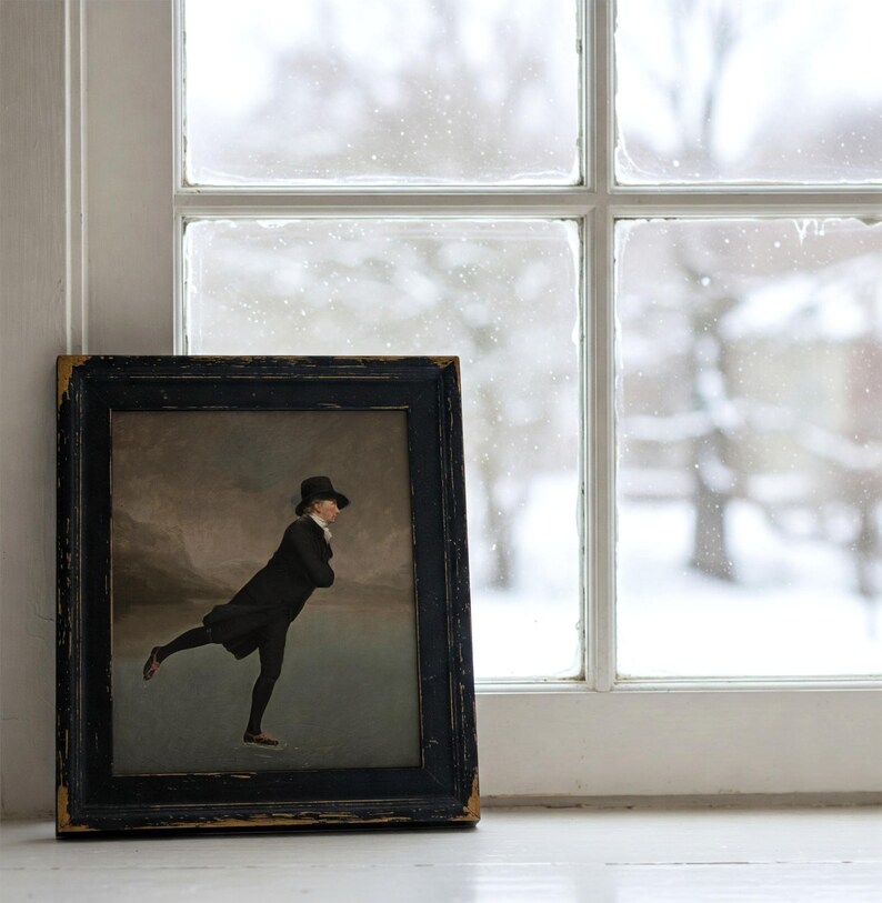 Gentlemen in Top Hats Set | Vintage Set of 2 Portrait Paintings | Skating Horseback Riding Art | Digital Download | 390 image 6