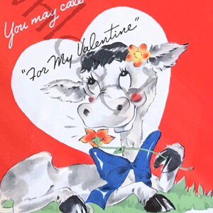 Kitschy Vintage Valentine Card with Cow and Envelope Instant Download