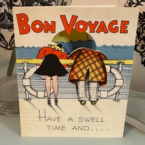 Stampabile Divertente Vintage Anni '30 Bon Voyage Card con Busta Download Immediato