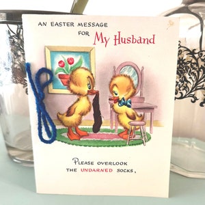 Cartão de Páscoa Vintage Kitsch para Marido com Envelope Download Instantâneo