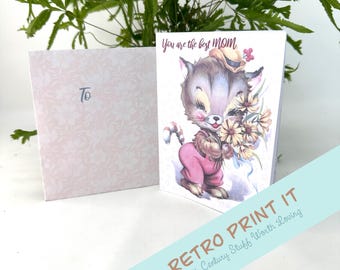 Tarjeta vintage imprimible para el Día de la Madre, descarga instantánea