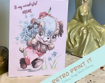 Tarjeta vintage imprimible para el Día de la Madre, descarga instantánea