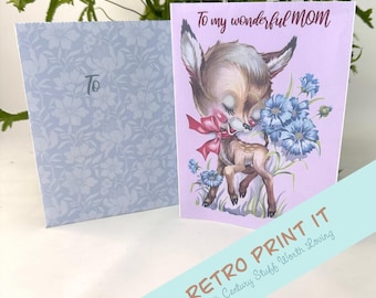 Tarjeta vintage imprimible para el Día de la Madre, descarga instantánea
