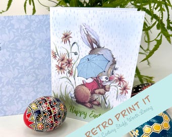 Vintage Printable Easter Card with Envelope Instant Download