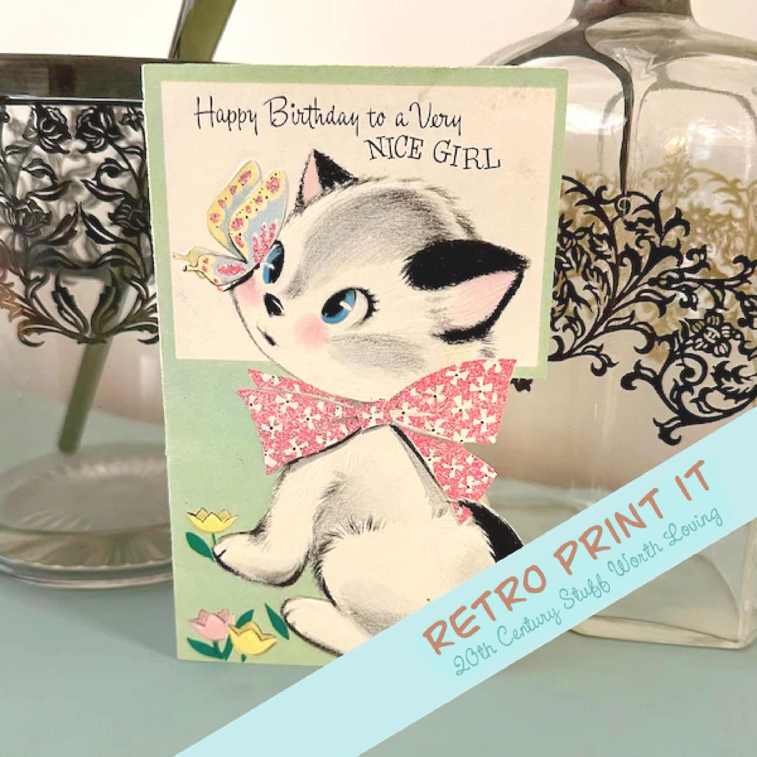 Printable Vintage Birthday Card for Little Girl Instant Download - Etsy