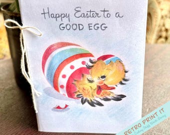 Printable Vintage Little Chicks Easter Card with Envelope Instant Download