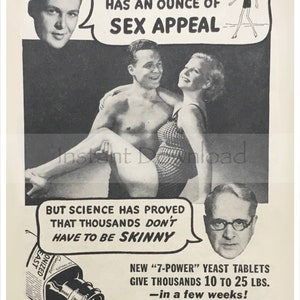 Anuncio vintage de pastillas para subir de peso de la década de 1930, descarga digital.