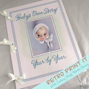 Afdrukbaar vintage babyboek voor jongen of meisje direct downloaden