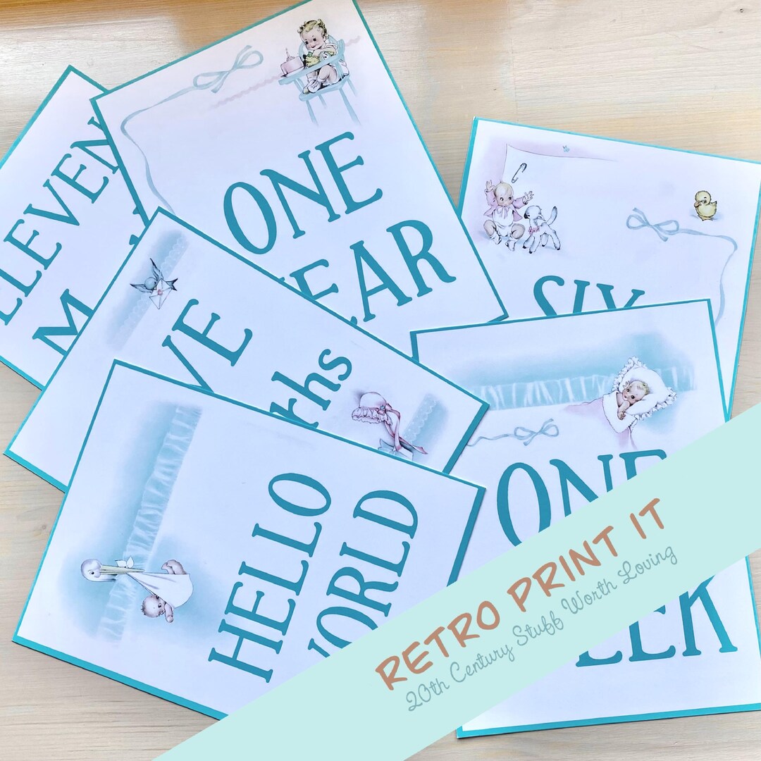 Printable Vintage Baby Milestone Cards for Photo With Baby, Digital ...