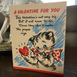Vintage Kitten and Mouse Valentine Card with Envelope Instant Download