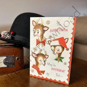 Imprimez votre propre carte de Noël vintage avec un renne