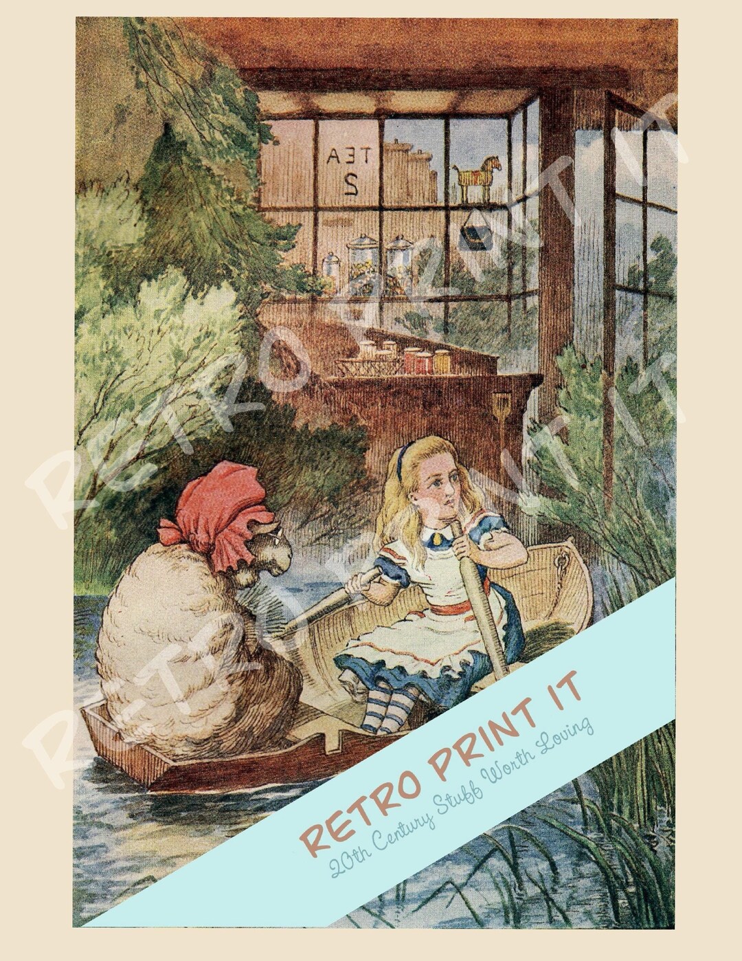 Printable Vintage Alice through the Looking Glass Wall Art Illustration ...