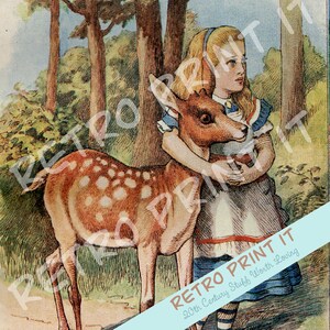 Illustration d'art mural vintage imprimable Alice au pays des merveilles téléchargement immédiat