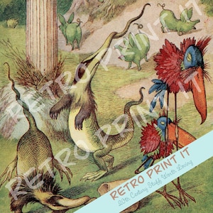 Illustration d'art mural vintage imprimable Alice au pays des merveilles téléchargement immédiat