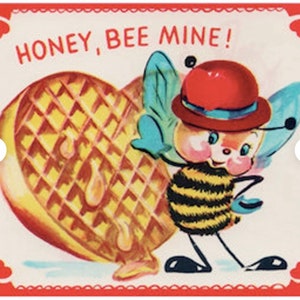 Cute Digital Honey Bee Valentine Card with Envelope Instant Download