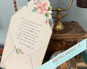 Tarjeta de San Valentín de estilo victoriano vintage imprimible, descarga instantánea, hazlo tú mismo.