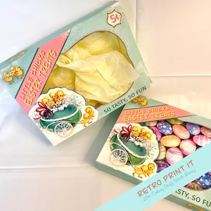 Druckbare Vintage Osterbox im Stil der 1950er Jahre zum digitalen Download