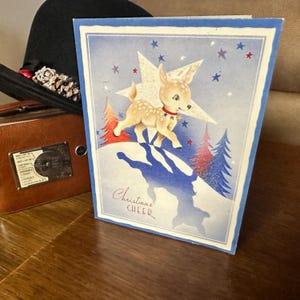 Printable Vintage Little Reindeer Christmas Card and Envelope Digital Download