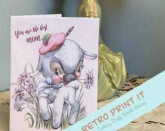 Tarjeta vintage imprimible para el Día de la Madre, descarga instantánea