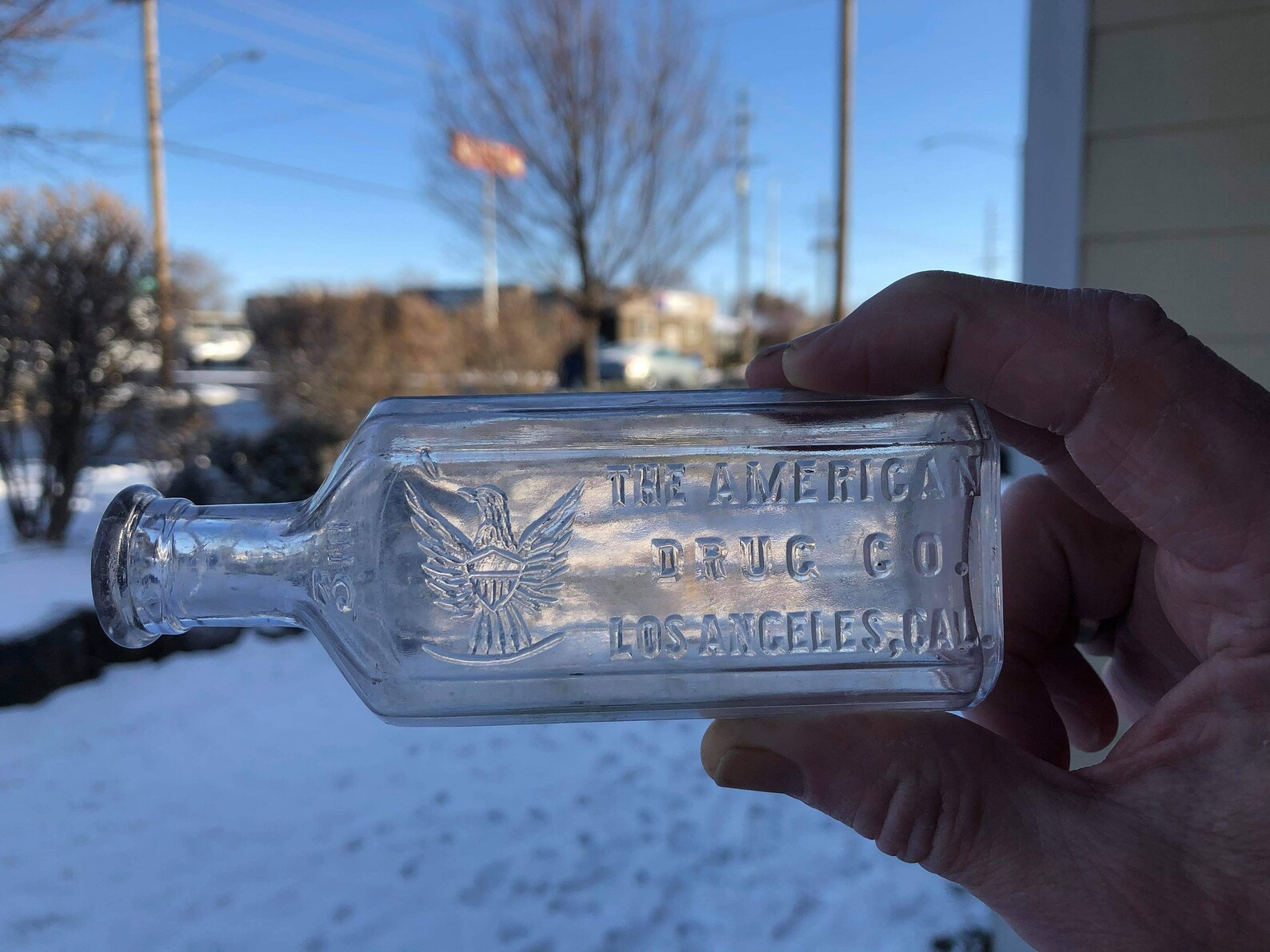 Antique American Drug Co Glass Clear Bottle Los Angeles Cali Etsy