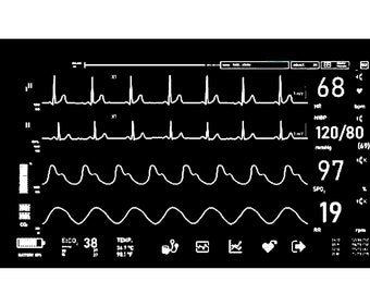 Cardiac Monitor Original Graphic PNG,  SVG & JPEG Digital Download License Free