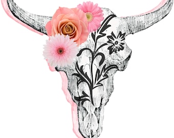 Cow Skull With Flowers PNG, JPEG, and SVG Original Graphic License Free