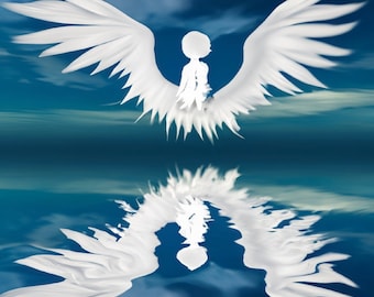 Child on Angel Wings Digital Graphic