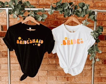 Retro Bride Shirt: Groovy Bridal Party Cotton Tee