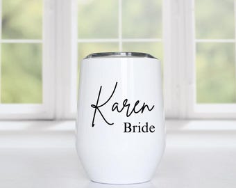 Personalized Bridesmaid Wine Tumbler: Custom Wedding Party Gifts
