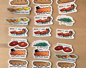 Sandwich Stickers - Mix and Match Sandwich Ingredients - Custom amount die-cut durable waterproof original art stickers