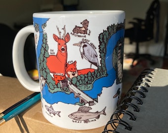 Water of Leith Mug - Scotland Illustrated Waterway Mug / Map Mug / Illustrated Edinburgh Mug / Scottish Gift / Scottish Waterway Series