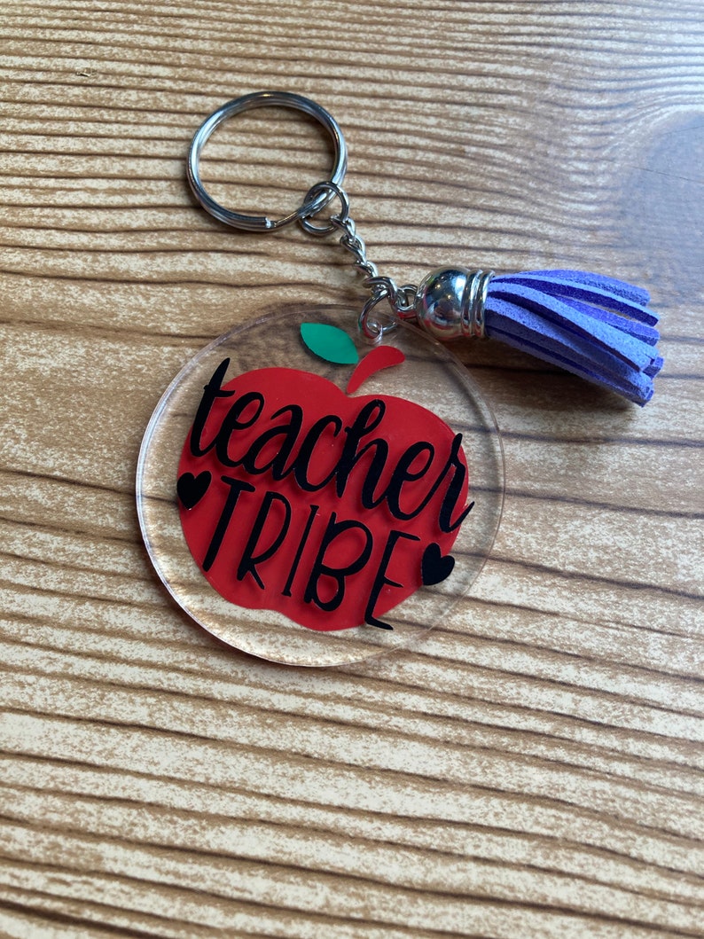 Keychains Apple Teacher Tribe Teacher Tribe Keychains Apple Teacher Tribe 2021 Teachers Red Keychains.