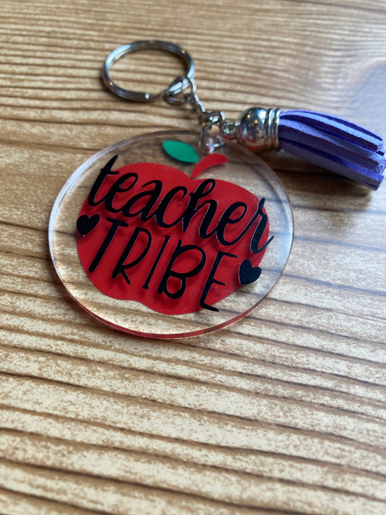 Keychains Apple Teacher Tribe Teacher Tribe Keychains Apple Teacher Tribe 2021 Teachers Red Keychains.