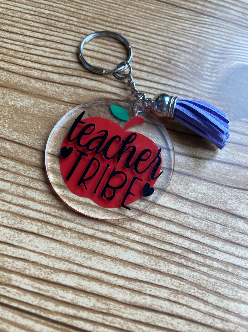 Keychains Apple Teacher Tribe Teacher Tribe Keychains Apple Teacher Tribe 2021 Teachers Red Keychains.