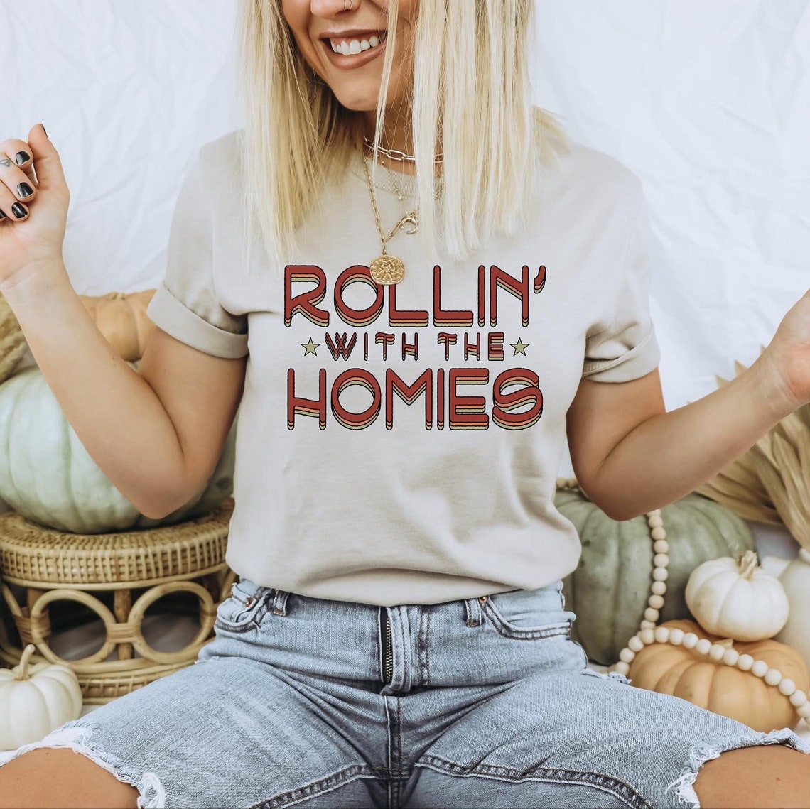 Rollin with the Homies Tee Pearl